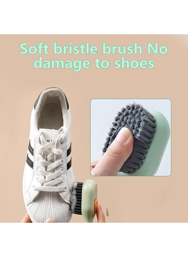 2Pcs Shoe Brush, Multifunctional Shoes Cleaning Brush with Liquid Box Scrubbing Brushes with Handle Soft Bristle Multi-Surface Cleaning Tool for Boot Sneaker Clothes Household Use Bathroom Kitchen - Image 4